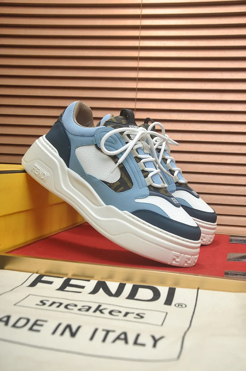 Men's shoes 💰600💶 [Fendi] The latest casual sports shoes 🔥 Many 💑 stars have the same style FD match. The original version is a one-to-one replica. Designer Kim Jones's first fendi match and Donkey brand Trainer basketball sneakers. Material: Original silk mesh. Lining: Breathable mesh. Packaging: Original 1:1 matching high-end packaging. Size: 38-45 (45 is custom-made and cannot be returned or exchanged)